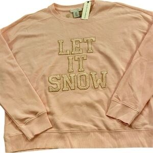 Women’s Christmas Let it Snow Crew Sweatshirt Pink NEW Cupcakes Cashmere M